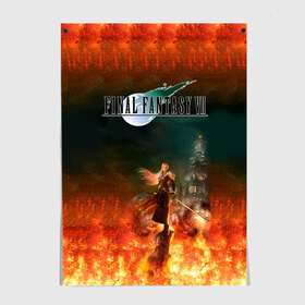 Постер с принтом Final Fantasy VII Remake в Екатеринбурге, 100% бумага
 | бумага, плотность 150 мг. Матовая, но за счет высокого коэффициента гладкости имеет небольшой блеск и дает на свету блики, но в отличии от глянцевой бумаги не покрыта лаком | final fantasy vii remake | game | gamer | игра | шутер