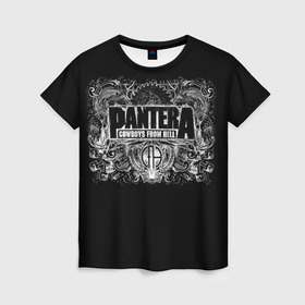 Женская футболка 3D с принтом PANTERA. в Екатеринбурге, 100% полиэфир ( синтетическое хлопкоподобное полотно) | прямой крой, круглый вырез горловины, длина до линии бедер | pantera | американская метал группа | грув метал | группа | музыка | пантера | рок | рок группа