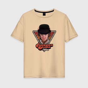 Женская футболка хлопок Oversize с принтом Заводной апельсин в Екатеринбурге, 100% хлопок | свободный крой, круглый ворот, спущенный рукав, длина до линии бедер
 | 