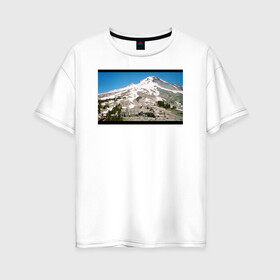 Женская футболка хлопок Oversize с принтом The Shining Landscape в Екатеринбурге, 100% хлопок | свободный крой, круглый ворот, спущенный рукав, длина до линии бедер
 | the shining | vdosadir | горы | пейзаж | сияние | стэнли кубрик