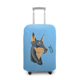 Чехол для чемодана 3D с принтом Doberman в Екатеринбурге, 86% полиэфир, 14% спандекс | двустороннее нанесение принта, прорези для ручек и колес | art | doberman | dog | drawing | print | арт | добер | доберман | песик | рисунок | собака | стиль | фанарт