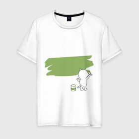 Мужская футболка хлопок с принтом  Кошка в Екатеринбурге, 100% хлопок | прямой крой, круглый вырез горловины, длина до линии бедер, слегка спущенное плечо. | баннер | звери | картинки | кошка | краска | прикольные | ремонт | творчество | труд
