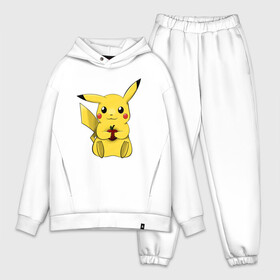 Мужской костюм хлопок OVERSIZE с принтом Пикачу в Екатеринбурге,  |  | pikachu | pokemon | аниме | зверек | мультик | мультфильм | пика | пикачу | покемон | покемоны