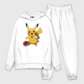 Мужской костюм хлопок OVERSIZE с принтом Пикачу в Екатеринбурге,  |  | pikachu | pokemon | аниме | зверек | мультик | мультфильм | пика | пикачу | покемон | покемоны