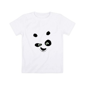 Детская футболка хлопок с принтом кунг фу панда морда в Екатеринбурге, 100% хлопок | круглый вырез горловины, полуприлегающий силуэт, длина до линии бедер | 