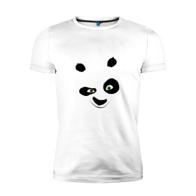 Мужская футболка премиум с принтом кунг фу панда морда в Екатеринбурге, 92% хлопок, 8% лайкра | приталенный силуэт, круглый вырез ворота, длина до линии бедра, короткий рукав | Тематика изображения на принте: 