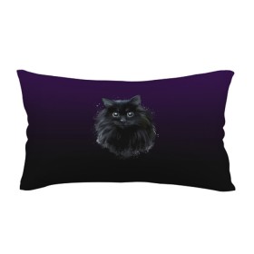 Подушка 3D антистресс с принтом черный кот на фиолетовом фоне в Екатеринбурге, наволочка — 100% полиэстер, наполнитель — вспененный полистирол | состоит из подушки и наволочки на молнии | Тематика изображения на принте: акварель | глаза | клево | котейка | котенок | котик | котэ | кошак | кошка | красиво | любителю кошек | модно | мяу | подарок | пушистый | рисунок | стильно | темный | черный кот | шерсть