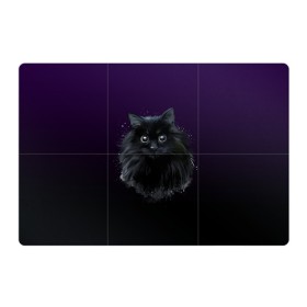 Магнитный плакат 3Х2 с принтом черный кот на фиолетовом фоне в Екатеринбурге, Полимерный материал с магнитным слоем | 6 деталей размером 9*9 см | акварель | глаза | клево | котейка | котенок | котик | котэ | кошак | кошка | красиво | любителю кошек | модно | мяу | подарок | пушистый | рисунок | стильно | темный | черный кот | шерсть