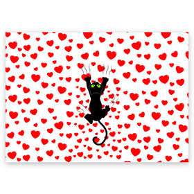 Поздравительная открытка с принтом Котейка в Екатеринбурге, 100% бумага | плотность бумаги 280 г/м2, матовая, на обратной стороне линовка и место для марки
 | animal | cat | love | животное | животные | кот | котенок | кошка | любовь | сердечки | хвост | черная