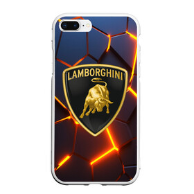 Чехол для iPhone 7Plus/8 Plus матовый с принтом LAMBORGHINI в Екатеринбурге, Силикон | Область печати: задняя сторона чехла, без боковых панелей | Тематика изображения на принте: abstraction | auto | brand | geometry | hexagon | lamborghini | neon | paints | sport | stripes | texture | triangle | абстракция | авто | автомобиль | автомобильные | бренд | брызги | геометрия | краски | ламборгини | марка | машины | неон | неоновый