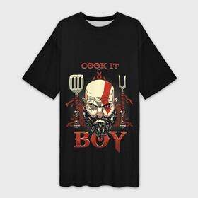 Платье-футболка 3D с принтом God of War. Cook it Boy в Екатеринбурге,  |  | atreus | god of war | god of war 4 | gow | kratos | ps4 | атрей | бог войны | гов | зы4 | кратос | левиафан | мальчик | мимир | мировой змей | пиратs | руны | эксклюзив