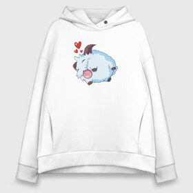 Женское худи Oversize хлопок с принтом League of Legends Poro в Екатеринбурге, френч-терри — 70% хлопок, 30% полиэстер. Мягкий теплый начес внутри —100% хлопок | боковые карманы, эластичные манжеты и нижняя кромка, капюшон на магнитной кнопке | game | legends | legue | legueoflegends | lol | poro | игра | легенд | лига | лигалегенд | лол | поро