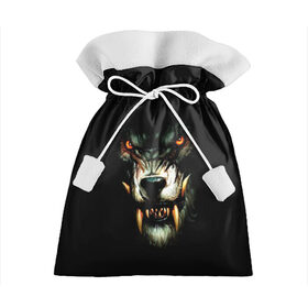 Подарочный 3D мешок с принтом Werewolf в Екатеринбурге, 100% полиэстер | Размер: 29*39 см | black | eyes | fangs | grin | jaw | muzzle | nose | teeth | view | werewolf | взгляд | глаза | зубы | клыки | нос | оборотень | оскал | пасть