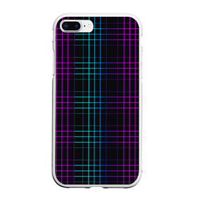 Чехол для iPhone 7Plus/8 Plus матовый с принтом Neon cell в Екатеринбурге, Силикон | Область печати: задняя сторона чехла, без боковых панелей | Тематика изображения на принте: геометрия | градиент | квадраты | клетка | клетчатый | линии | неоновый | полосы | популярный | разноцветный | решетка | сетка | текстура | фиолетовый | шотландка | яркий