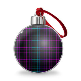 Ёлочный шар с принтом Neon cell в Екатеринбурге, Пластик | Диаметр: 77 мм | Тематика изображения на принте: геометрия | градиент | квадраты | клетка | клетчатый | линии | неоновый | полосы | популярный | разноцветный | решетка | сетка | текстура | фиолетовый | шотландка | яркий