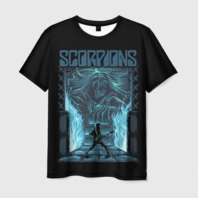 Мужская футболка 3D с принтом Scorpions в Екатеринбурге, 100% полиэфир | прямой крой, круглый вырез горловины, длина до линии бедер | klaus meine | live in munich | return to forever | rock music | scorpions | you like | клаус майне | маттиас ябс | рудольф шенкер | скорпионз
