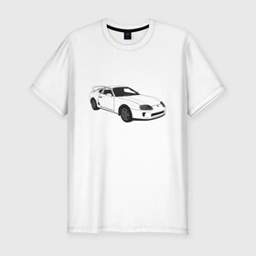 Мужская футболка хлопок Slim с принтом Toyota Supra JZA80 в Екатеринбурге, 92% хлопок, 8% лайкра | приталенный силуэт, круглый вырез ворота, длина до линии бедра, короткий рукав | Тематика изображения на принте: 