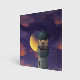 Холст квадратный с принтом To the Moon 3D в Екатеринбурге, 100% ПВХ |  | lighthouse | moon | night | pair | silhouettes | stars | to the moon | звёзды | луна | маяк | ночь | пара | силуэты
