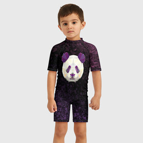 Детский купальный костюм 3D с принтом Панда в Екатеринбурге, Полиэстер 85%, Спандекс 15% | застежка на молнии на спине | animal | cute panda | mood | pandas | животное | милая пандочка | настроение | панда | панды