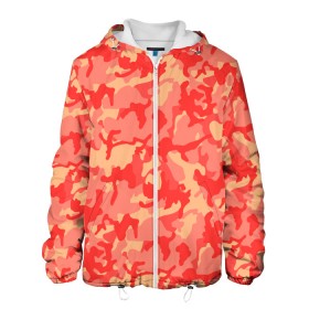 Мужская куртка 3D с принтом Оранжевый камуфляж в Екатеринбурге, ткань верха — 100% полиэстер, подклад — флис | прямой крой, подол и капюшон оформлены резинкой с фиксаторами, два кармана без застежек по бокам, один большой потайной карман на груди. Карман на груди застегивается на липучку | camouflage | camuflage | kamouflage | orange | pink | абстракция | камуфляж | комуфляж | оранжевый | пятна | розовый