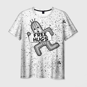 Мужская футболка 3D с принтом FREE HUGS в Екатеринбурге, 100% полиэфир | прямой крой, круглый вырез горловины, длина до линии бедер | 7 remake | aerith | fantasy | ff7 | final | ps4 | red | shinra | square enix | vii remake | vii ремейк | айрис | последняя | ред | фантазия | фф7 | шинра