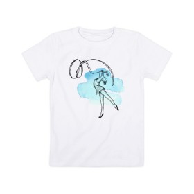 Детская футболка хлопок с принтом художественная гимнастика в Екатеринбурге, 100% хлопок | круглый вырез горловины, полуприлегающий силуэт, длина до линии бедер | Тематика изображения на принте: гимнастика | гимнастка | девушка | танец | художественная гимнастика