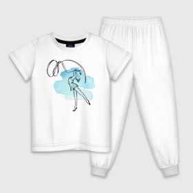 Детская пижама хлопок с принтом художественная гимнастика в Екатеринбурге, 100% хлопок |  брюки и футболка прямого кроя, без карманов, на брюках мягкая резинка на поясе и по низу штанин
 | гимнастика | гимнастка | девушка | танец | художественная гимнастика