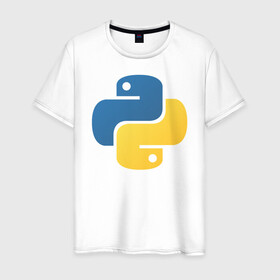 Мужская футболка хлопок с принтом Python  в Екатеринбурге, 100% хлопок | прямой крой, круглый вырез горловины, длина до линии бедер, слегка спущенное плечо. | python | пайтон | питон