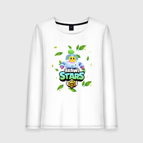 Женский лонгслив хлопок с принтом Sprout Brawl Stars в Екатеринбурге, 100% хлопок |  | brawl | brawl stars | sprout | бравл | бравл старс | росток | спраут | спраут brawl stars | спроут