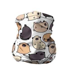 Бандана-труба 3D с принтом Милые мопсы в Екатеринбурге, 100% полиэстер, ткань с особыми свойствами — Activecool | плотность 150‒180 г/м2; хорошо тянется, но сохраняет форму | кремовый | мопс | мопсы | рыжий | серый | собака | черный
