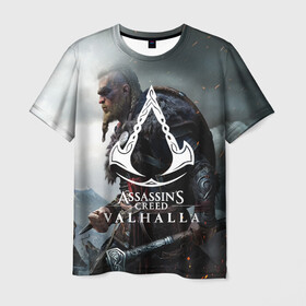 Мужская футболка 3D с принтом ASSASSIN`S CREED VALHALLA в Екатеринбурге, 100% полиэфир | прямой крой, круглый вырез горловины, длина до линии бедер | slayer | valhalla | vikings | асасин | ассасин крид | ассассин | вальхалла | викинги | тамплиеры