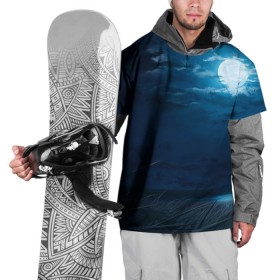 Накидка на куртку 3D с принтом Ночное поле в Екатеринбурге, 100% полиэстер |  | Тематика изображения на принте: луна | небо | ночь | облака | поле