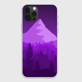 Чехол для iPhone 12 Pro Max с принтом Ночные горы в Екатеринбурге, Силикон |  | Тематика изображения на принте: горы | звёздное небо | звёзды | лес | небо | ночь | фиолетовый