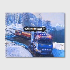 Альбом для рисования с принтом SNOWRUNNER в Екатеринбурге, 100% бумага
 | матовая бумага, плотность 200 мг. | snow runner | snowrunner | snowrunner игра | дальнобойщик. | сноу раннер | сноураннер