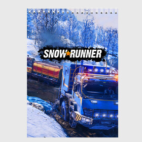 Скетчбук с принтом SNOWRUNNER в Екатеринбурге, 100% бумага
 | 48 листов, плотность листов — 100 г/м2, плотность картонной обложки — 250 г/м2. Листы скреплены сверху удобной пружинной спиралью | snow runner | snowrunner | snowrunner игра | дальнобойщик. | сноу раннер | сноураннер