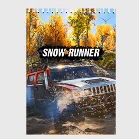 Скетчбук с принтом SNOWRUNNER в Екатеринбурге, 100% бумага
 | 48 листов, плотность листов — 100 г/м2, плотность картонной обложки — 250 г/м2. Листы скреплены сверху удобной пружинной спиралью | snow runner | snowrunner | snowrunner игра | дальнобойщик. | сноу раннер | сноураннер