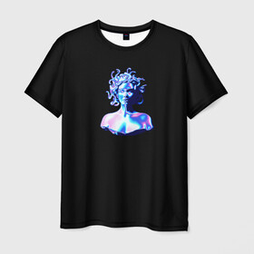 Мужская футболка 3D с принтом WAPORWAVE в Екатеринбурге, 100% полиэфир | прямой крой, круглый вырез горловины, длина до линии бедер | waporwave | блеск | голография | медуза