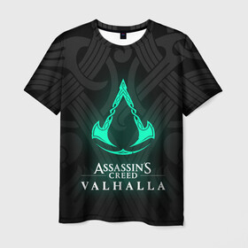 Мужская футболка 3D с принтом ASSASSINS CREED VALHALLA в Екатеринбурге, 100% полиэфир | прямой крой, круглый вырез горловины, длина до линии бедер | s creed | ассасин | ассасин крид. | скандинавия