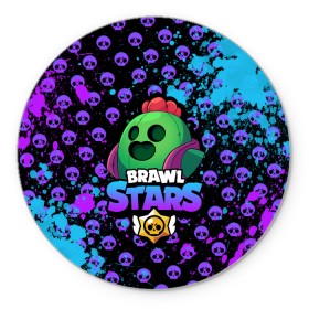 Коврик для мышки круглый с принтом Brawl Stars SPIKE в Екатеринбурге, резина и полиэстер | круглая форма, изображение наносится на всю лицевую часть | 8 bit | 8 бит | bibi | brawl | brawl stars | crow | leon | spike | sprout | stars | бравл | бравл старс | браво старс | игра | компьютерная | кров | леон | онлайн | старс