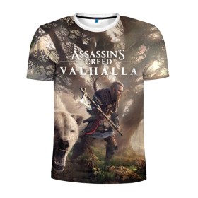 Мужская футболка 3D спортивная с принтом Assassin’s Creed Valhalla в Екатеринбурге, 100% полиэстер с улучшенными характеристиками | приталенный силуэт, круглая горловина, широкие плечи, сужается к линии бедра | action | creed | eivor | rpg | ubisoft | valhalla | viking | vikings | англия | ассасин | ассасина | вальгалла | викинг | викинги | кредо | эйвор