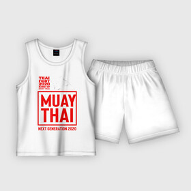 Детская пижама с шортами хлопок с принтом MUAY THAI в Екатеринбурге,  |  | boxing | fight | kickboxing | mma | muay thai | боец | бокс | мма | муай тай | тайский бокс
