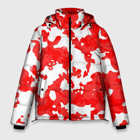 Мужская зимняя куртка 3D с принтом Красно-белая в Екатеринбурге, верх — 100% полиэстер; подкладка — 100% полиэстер; утеплитель — 100% полиэстер | длина ниже бедра, свободный силуэт Оверсайз. Есть воротник-стойка, отстегивающийся капюшон и ветрозащитная планка. 

Боковые карманы с листочкой на кнопках и внутренний карман на молнии. | городской камуфляж | подарок мужчине | подарок на 23 февраля | подарок на день защитника отечества | подарок на день рождения | подарок парню | спартак москва | фк спартак