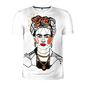 Мужская футболка 3D спортивная с принтом Фрида Кало  в Екатеринбурге, 100% полиэстер с улучшенными характеристиками | приталенный силуэт, круглая горловина, широкие плечи, сужается к линии бедра | кало | картинки | популярные | прикольные | фрида | цветы | человек