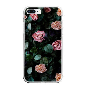 Чехол для iPhone 7Plus/8 Plus матовый с принтом PINK ROSES в Екатеринбурге, Силикон | Область печати: задняя сторона чехла, без боковых панелей | листья | растения | розовые | розы | цветы