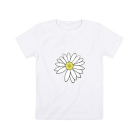 Детская футболка хлопок с принтом Ромашка в Екатеринбурге, 100% хлопок | круглый вырез горловины, полуприлегающий силуэт, длина до линии бедер | белый цветок | лепестки | природа | растение | ромашка | цветок