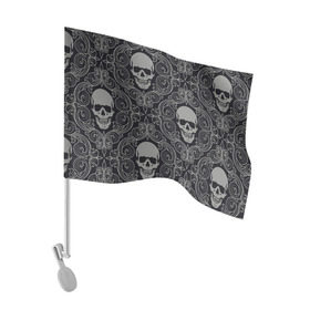 Флаг для автомобиля с принтом Весёлый Роджер в Екатеринбурге, 100% полиэстер | Размер: 30*21 см | белый | веселый роджер | день мёртвых | череп | черепа | черный