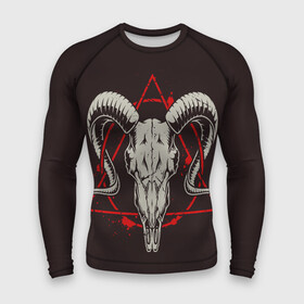 Мужской рашгард 3D с принтом Культ в Екатеринбурге,  |  | demon | devil | fashion | goat | hell | horror | monster | satan | skull | style | ад | демон | дьявол | козёл | мода | монстр | сатана | стиль | ужас | череп