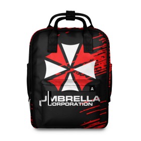 Женский рюкзак 3D с принтом Umbrella Corporation. в Екатеринбурге, 100% полиэстер | лямки с регулируемой длиной, сверху ручки, чтобы рюкзак нести как сумку. Основное отделение закрывается на молнию, как и внешний карман. Внутри два дополнительных кармана, один из которых закрывается на молнию. По бокам два дополнительных кармашка, куда поместится маленькая бутылочка
 | resident evil | umbrella corporation | амбрелла | амбрелла корпорейшн | вирус | вымышленная военная и фармацевтическая корпорация | игра | умбрелла