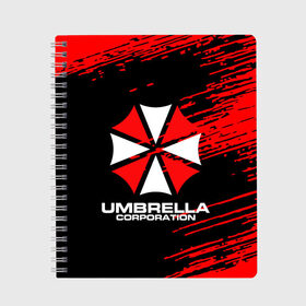 Тетрадь с принтом Umbrella Corporation в Екатеринбурге, 100% бумага | 48 листов, плотность листов — 60 г/м2, плотность картонной обложки — 250 г/м2. Листы скреплены сбоку удобной пружинной спиралью. Уголки страниц и обложки скругленные. Цвет линий — светло-серый
 | resident evil | umbrella corporation | амбрелла | амбрелла корпорейшн | вирус | вымышленная военная и фармацевтическая корпорация | игра | умбрелла