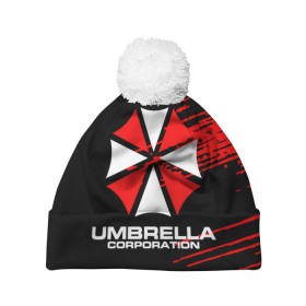 Шапка 3D c помпоном с принтом Umbrella Corporation. в Екатеринбурге, 100% полиэстер | универсальный размер, печать по всей поверхности изделия | resident evil | umbrella corporation | амбрелла | амбрелла корпорейшн | вирус | вымышленная военная и фармацевтическая корпорация | игра | умбрелла